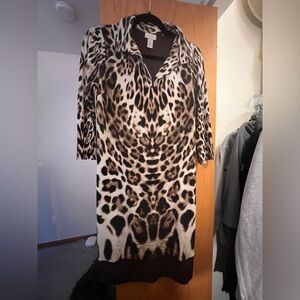Chico Leopard Print Dress with 3/4 Sleeves